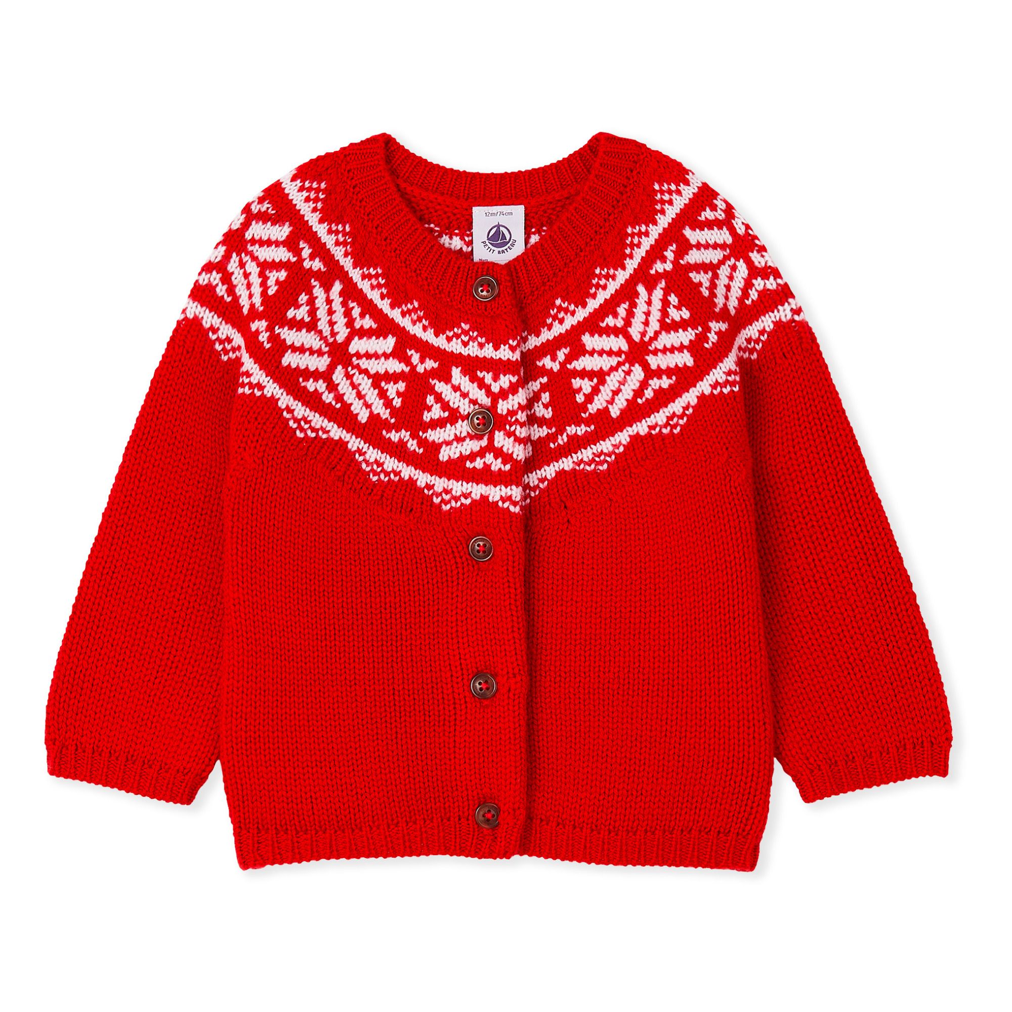 Leather Wool Cardigan Red Petit Bateau Fashion Baby