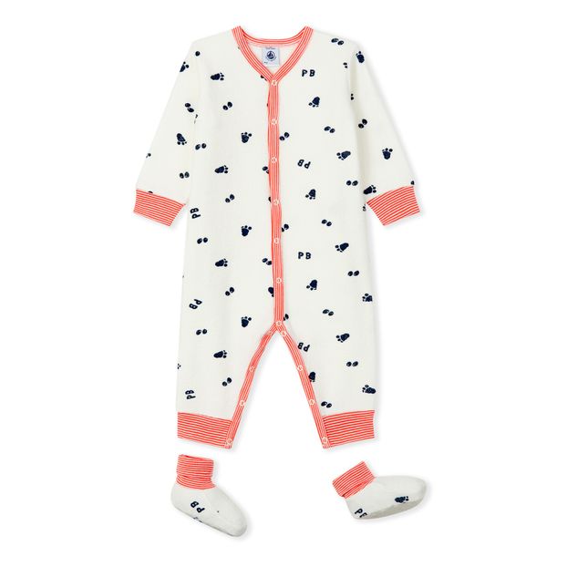 Ensemble Pyjama Lamie Eponge Blanc Petit Bateau Mode Bebe