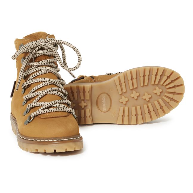 Furred Lace-up Boots | Camel