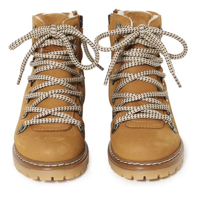 Furred Lace-up Boots | Camel