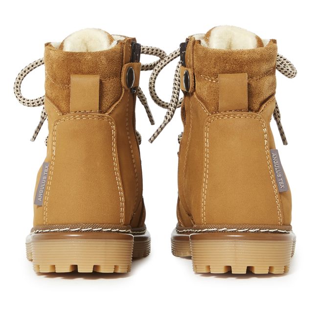 Furred Lace-up Boots | Camel