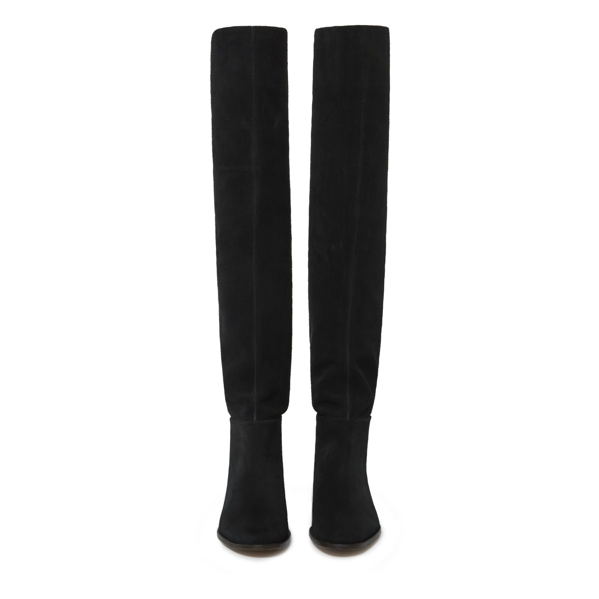 black flat knee high boots suede