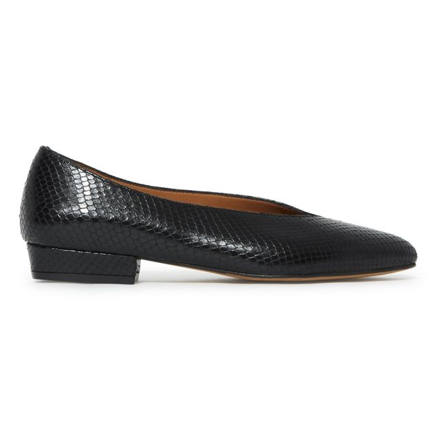 Ballerinas Leder Python-Look Abbie | Schwarz