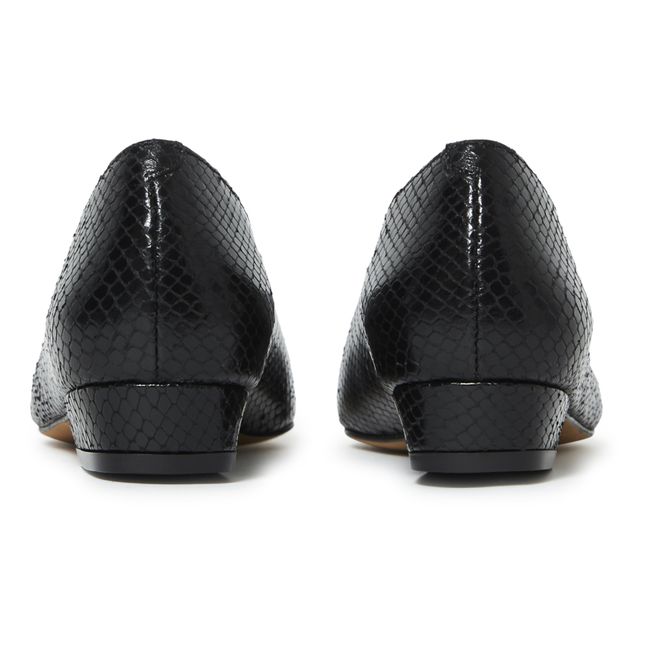 Abbie Leather Snakeski Ballet Flats | Black