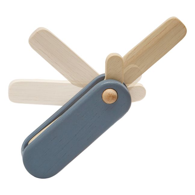 Kit de afeitado de madera de caucho | Azul