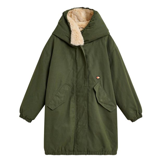 khaki fur parka