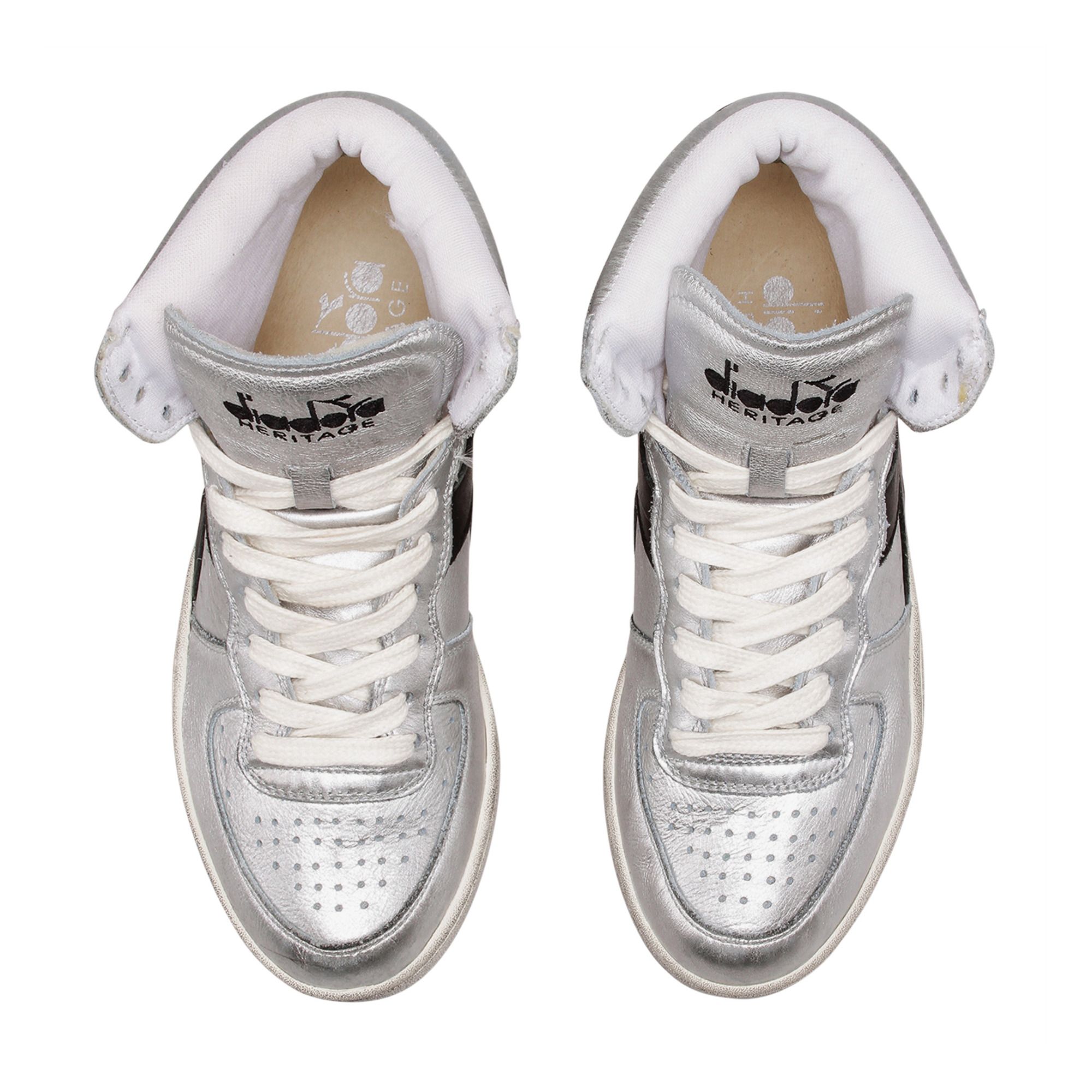 Silver High-Top Sneakers Silver Diadora Heritage Shoes Adult