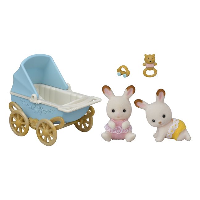 Hasenzwillinge Chocolat und Doppelkinderwagen