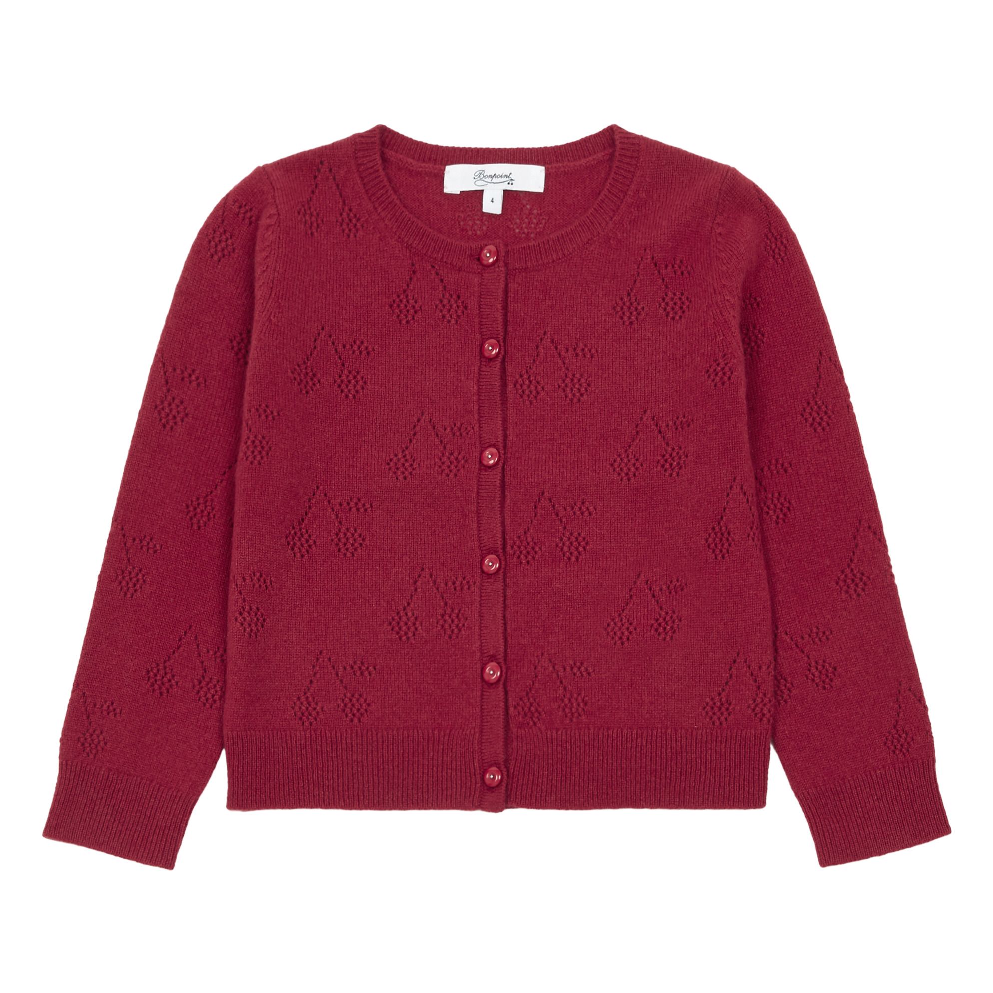 Bonpoint - Cardigan Cachemire Ajouré Cerises - Fille - Rose