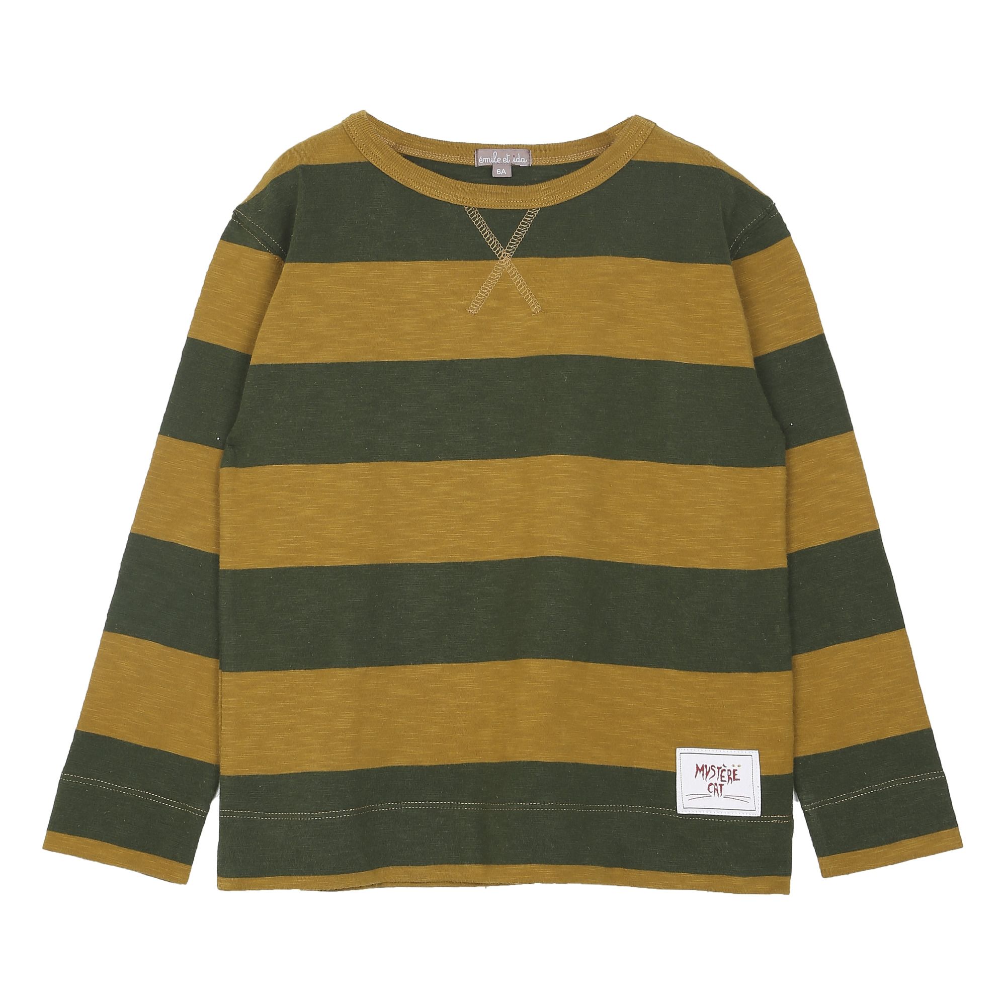 Emile et Ida - T-shirt Coton Bio Rayé - Garçon - Vert sapin