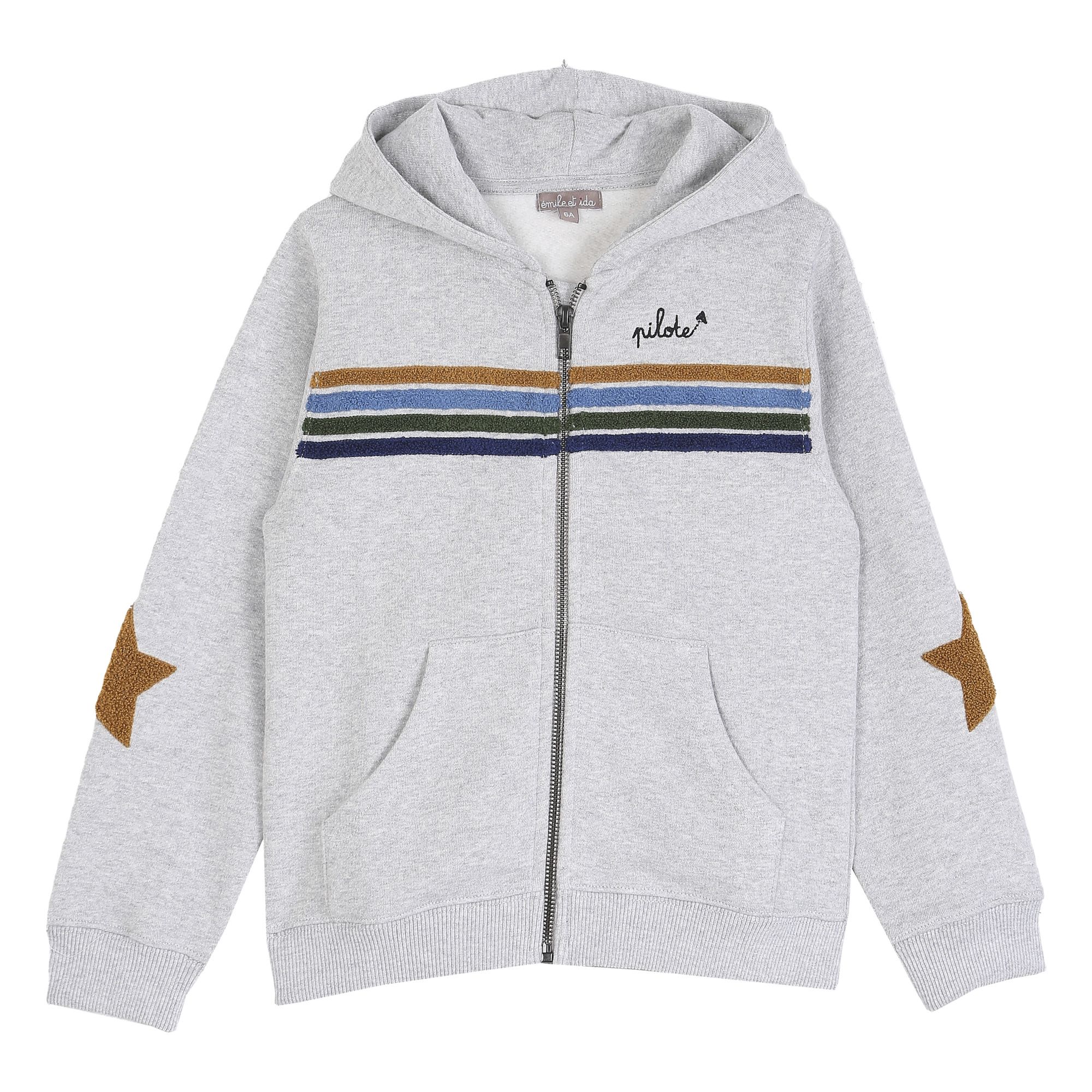 Emile et Ida - Sweat Coton Bio Zippé Capuche - Garçon - Gris chiné