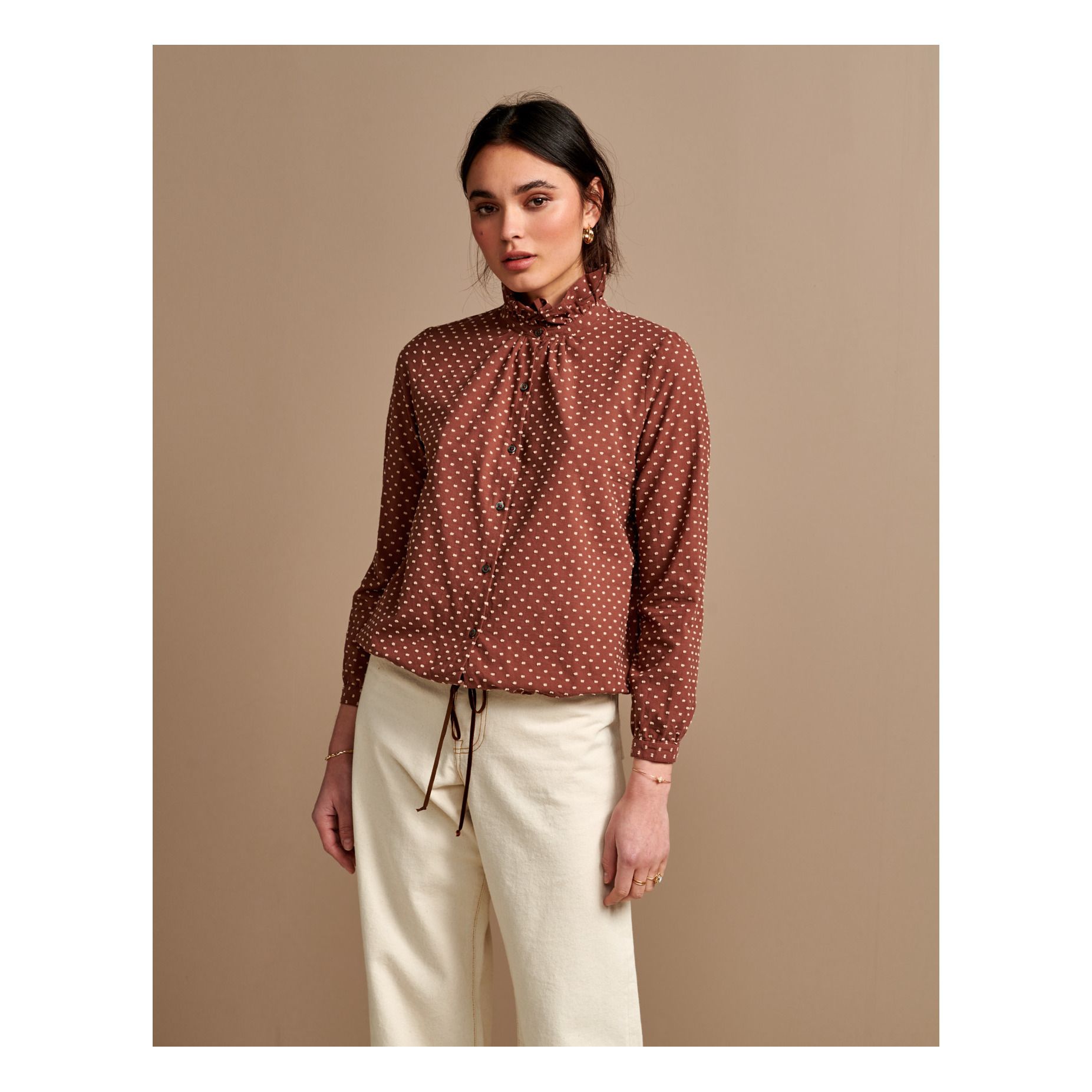Blouse Safran Plumetis Collection Femme Brun roux Bellerose