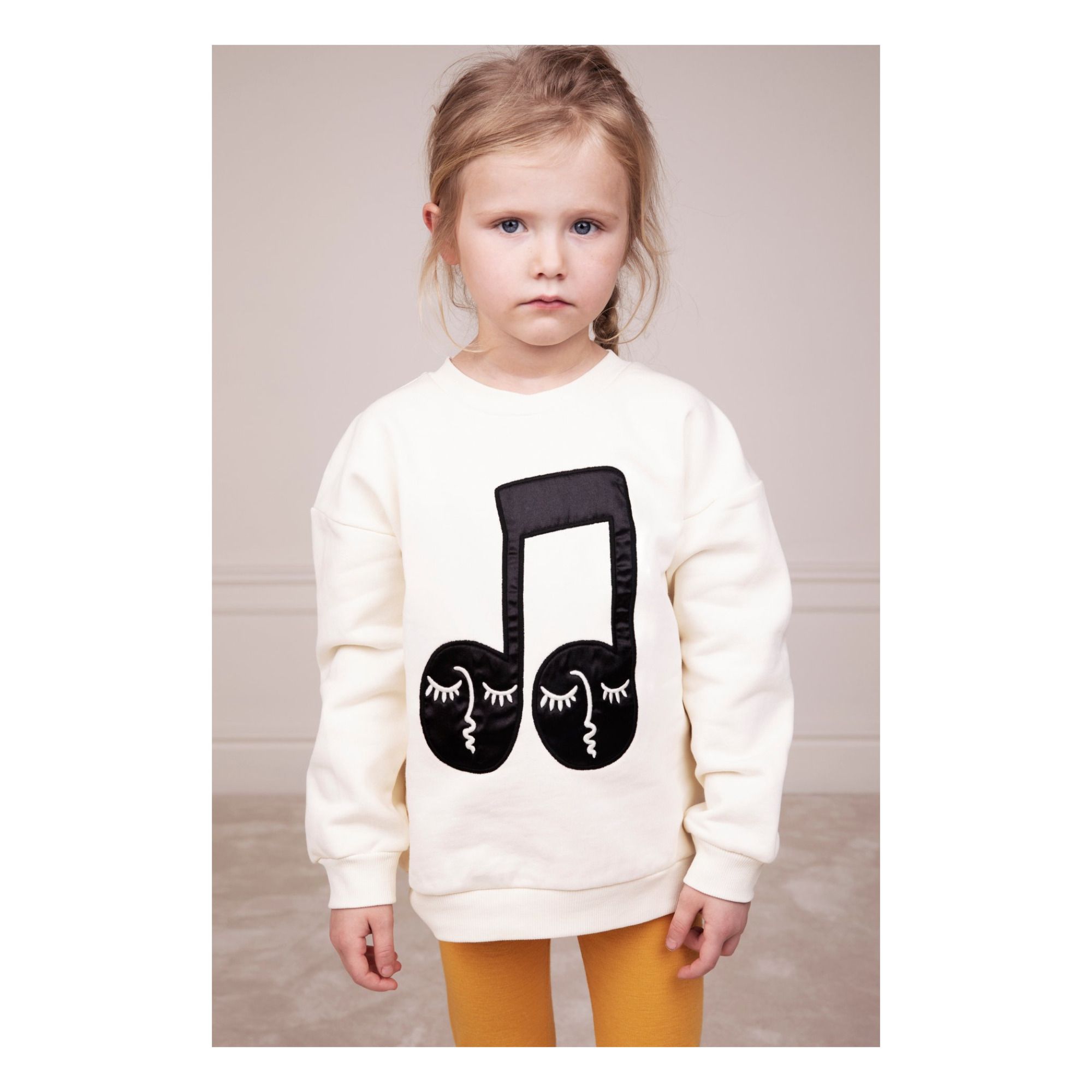 Mini Rodini Notes Organic Cotton Sweatshirt Cream Smallable