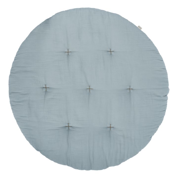 Round Organic Cotton Futon Rug | Sweet Blue S046- Product image n°0