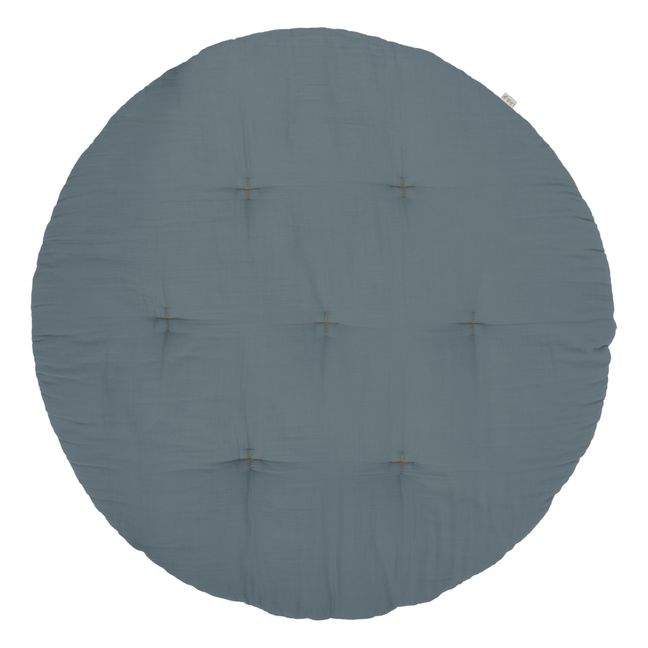 Tappeto futon rotondo in cotone bio | Ice Blue S032