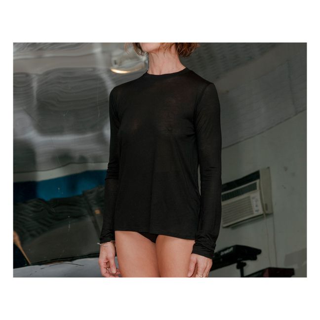 Langarm-T-Shirt aus Bambus | Schwarz