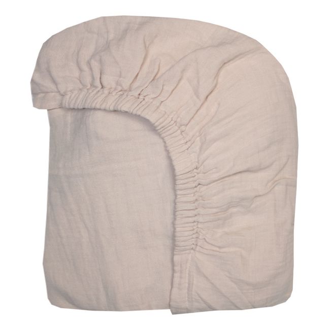 Drap-housse en gaze de coton bio | Rose poudré