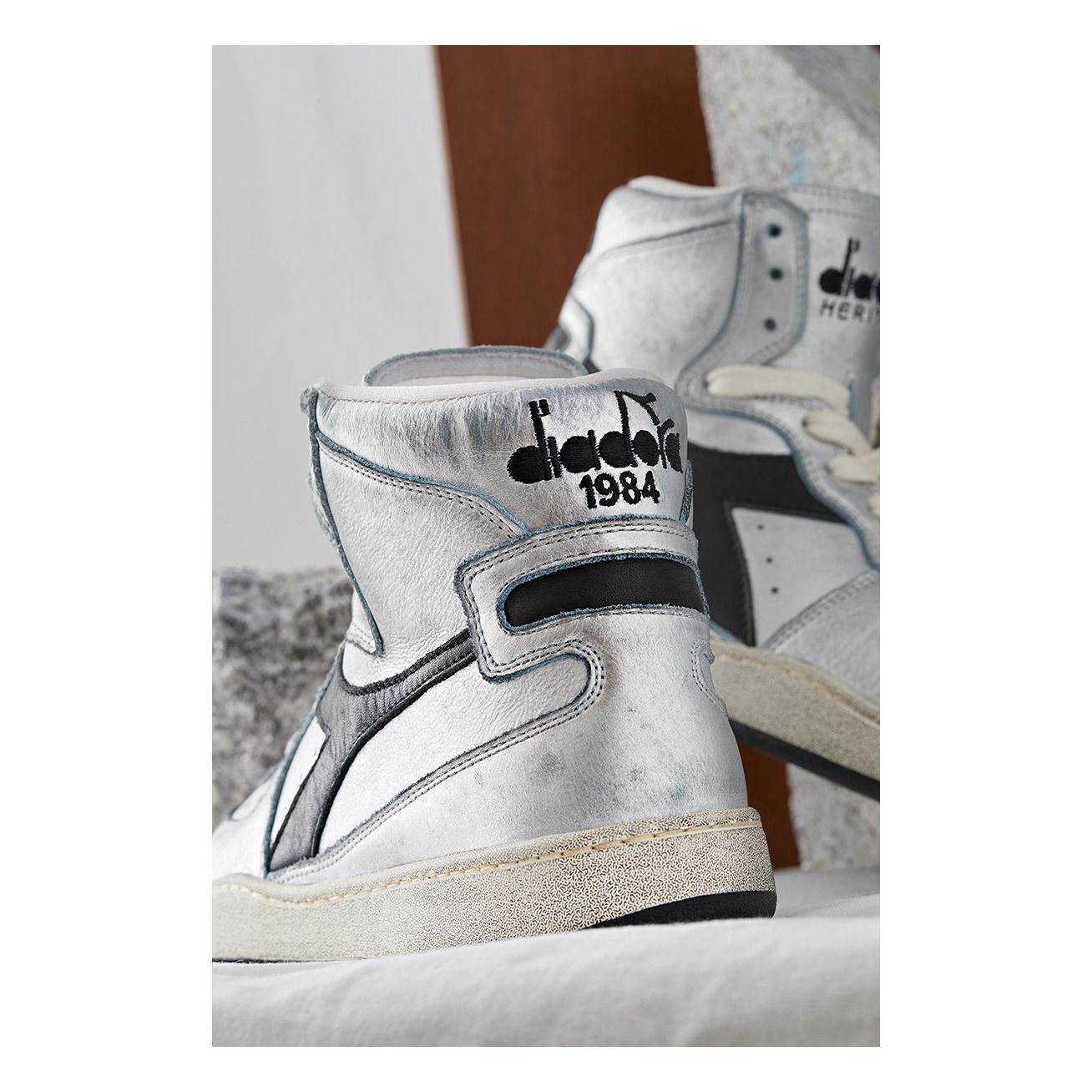 Silver High-Top Sneakers Silver Diadora Heritage Shoes Adult