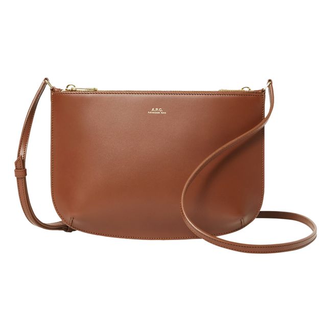 Bolso Sarah de cuero liso | Avellana