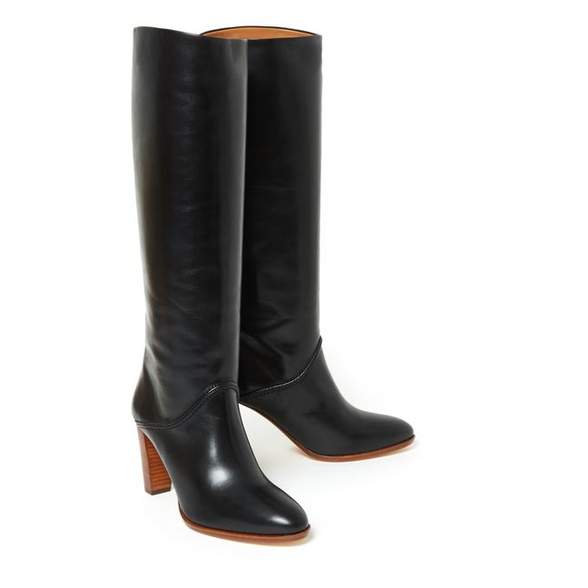 Leather Boots with 85mm Heel Black