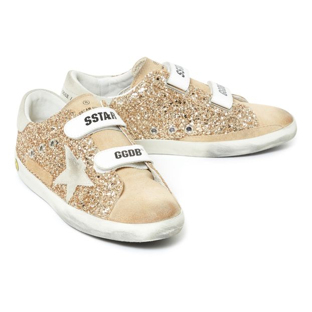 gold velcro sneakers