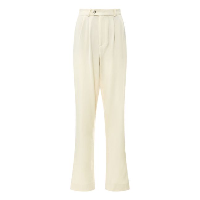 Pantalón de pinzas Taylor Jermyn de lana | Crudo