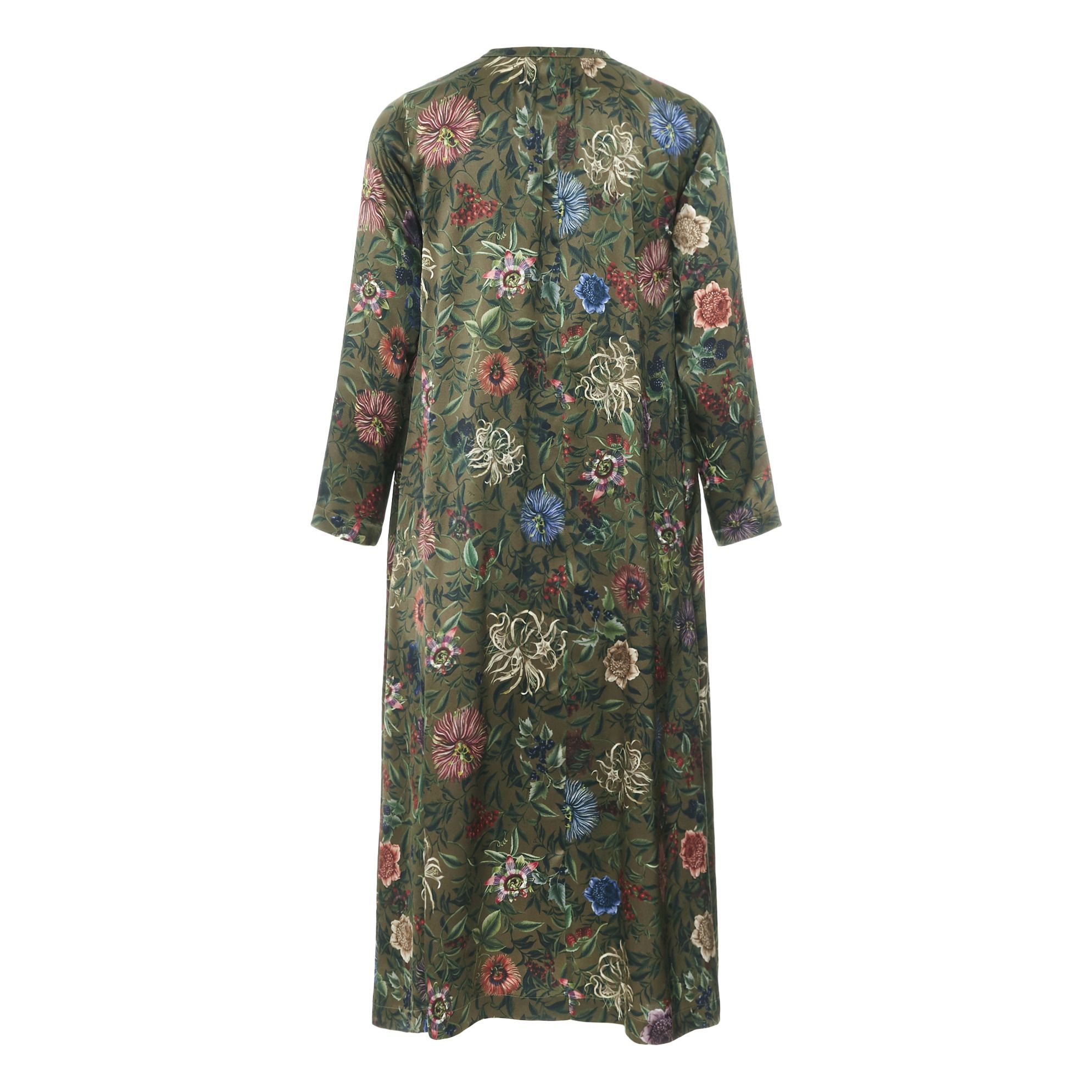 Cicinizza Floral Satin Dress Olive green Momoni Fashion Adult