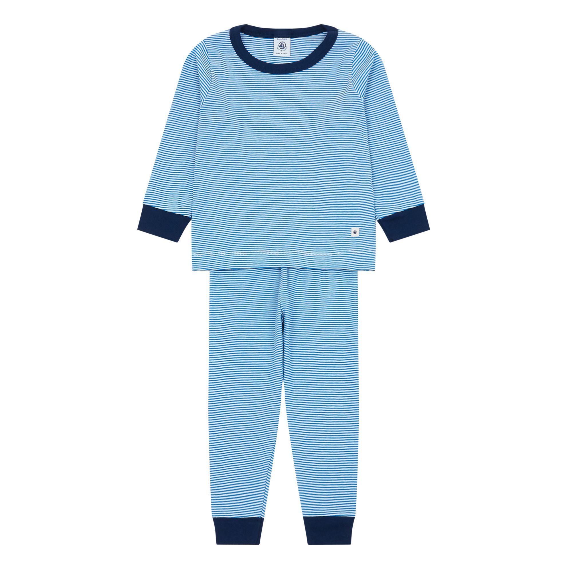 Ribbed Pyjamas Blue Petit Bateau Fashion Children