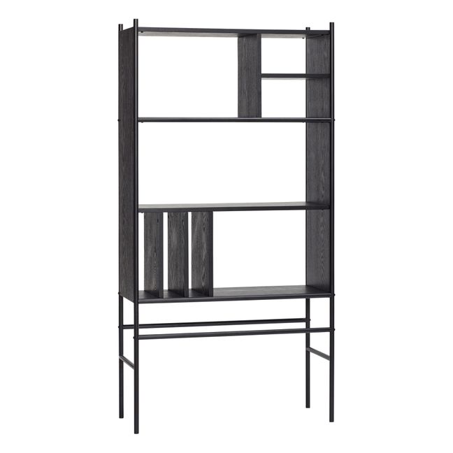 Wood and Metal Bookcase Black