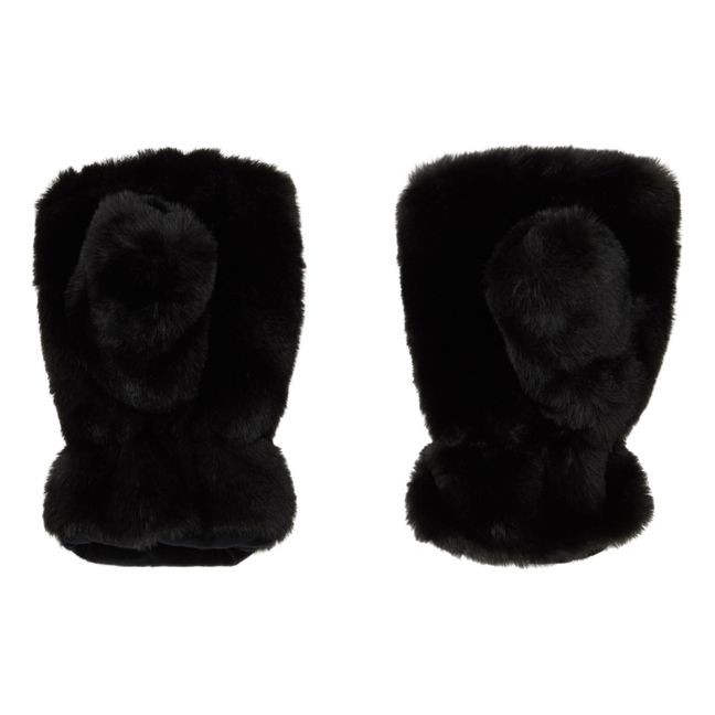 Guanti in stile pelliccia Ariel | Nero