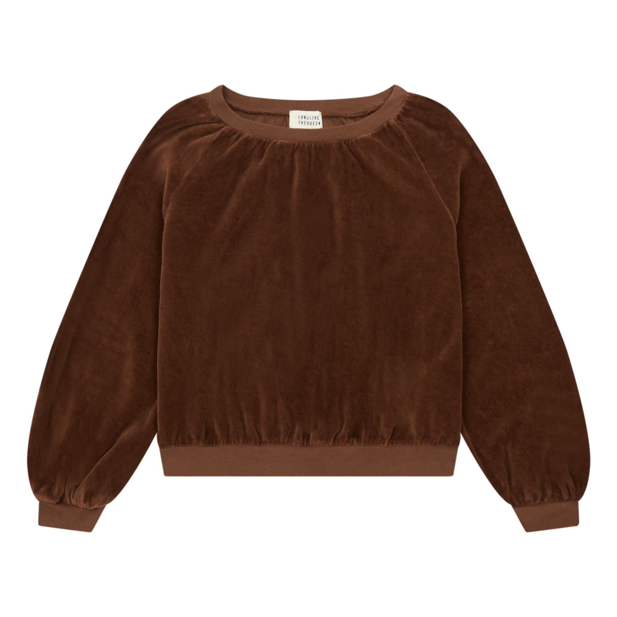 Longlivethequeen - Sweat Coton Bio Velours - Fille - Marron