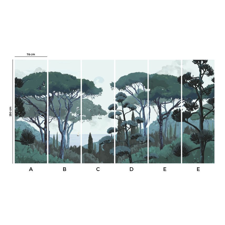 Papel pintado Fresco Toscana - 6 hojas Verde- Imagen del producto n°2