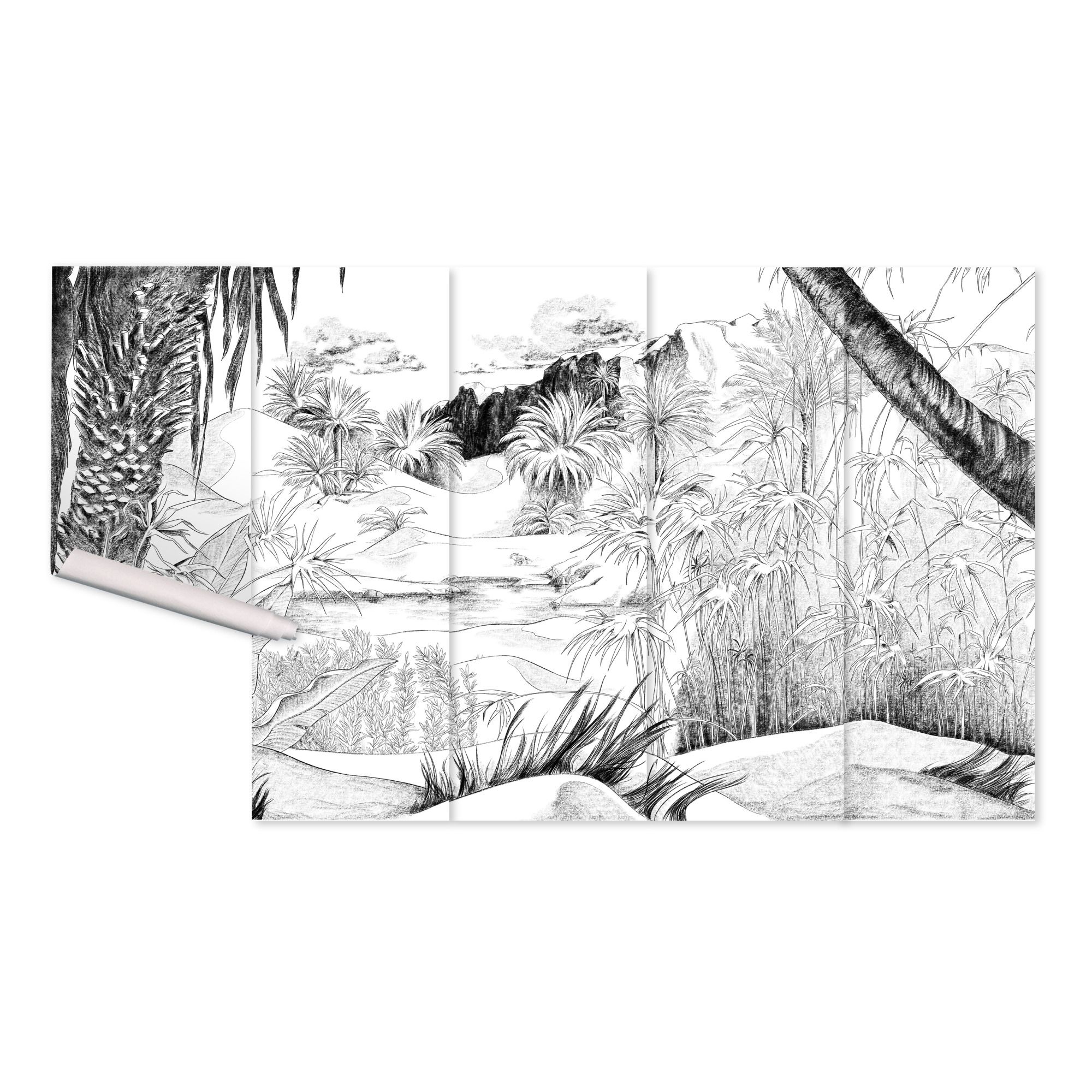 Papermint - Fresque Oasis - 5 lés - Blanc