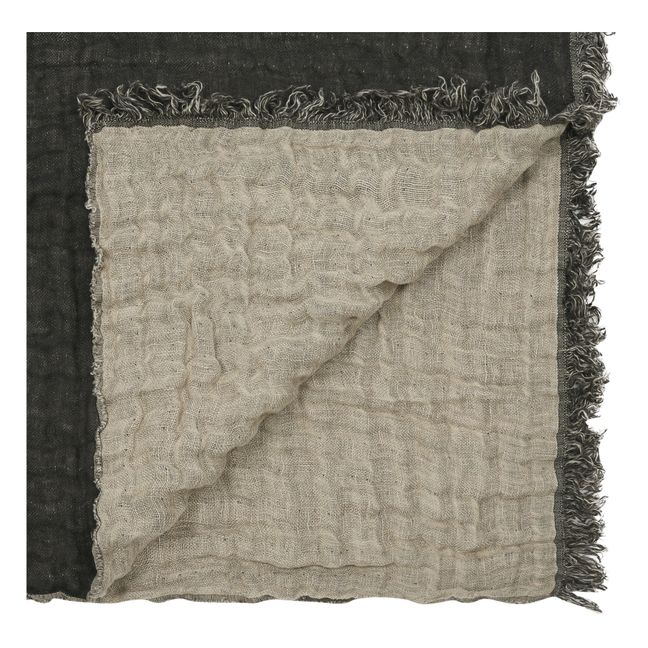 Baya Double-Sided Linen Blanket Carbon