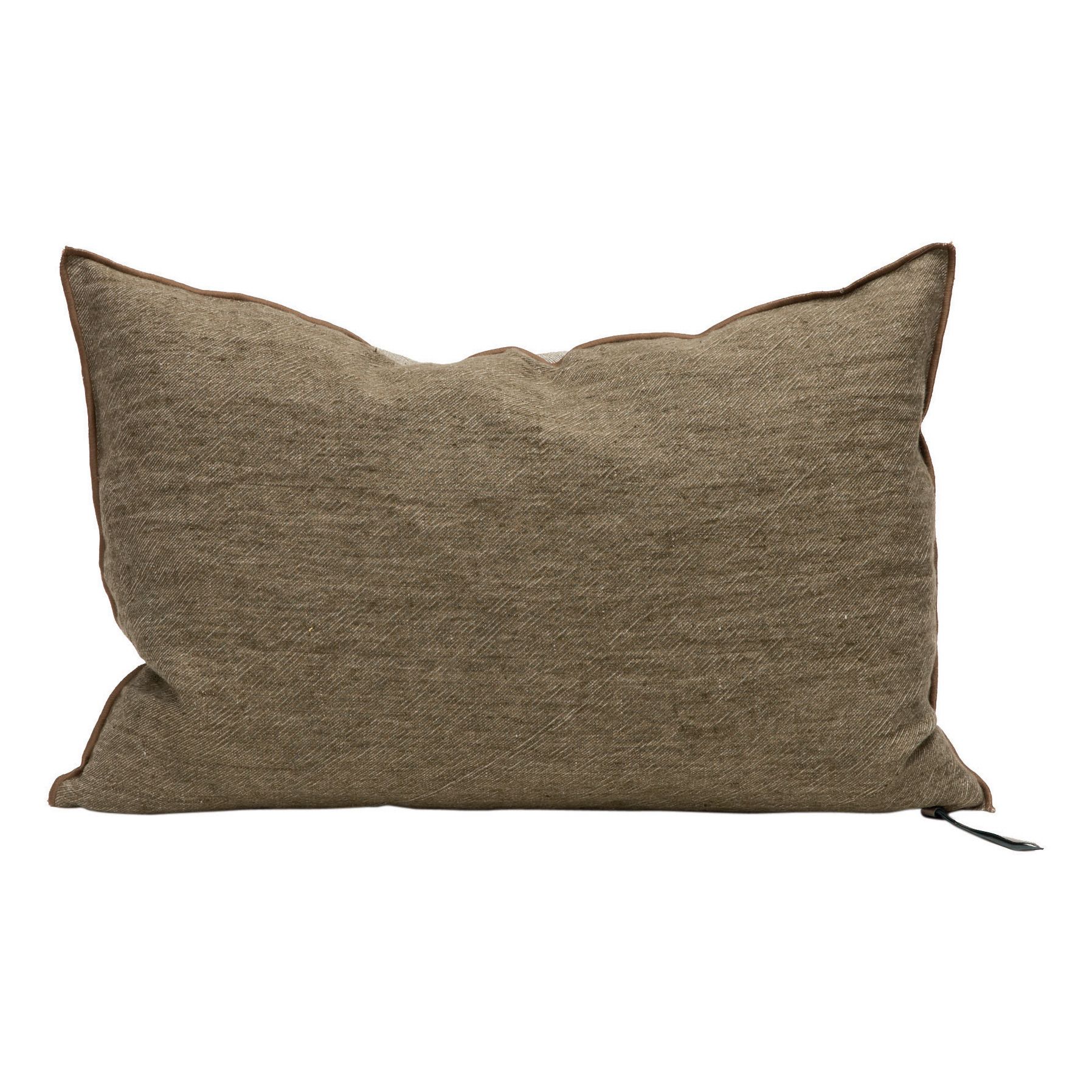 Maison de vacances - Coussin Vice Versa en Lin lavé froissé - Kaki/Givré