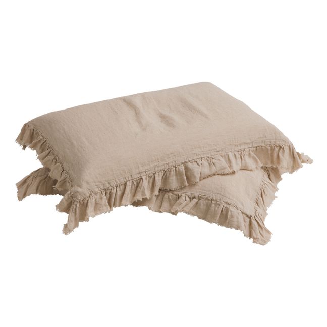 Boho Washed Linen Pillowcase Nude