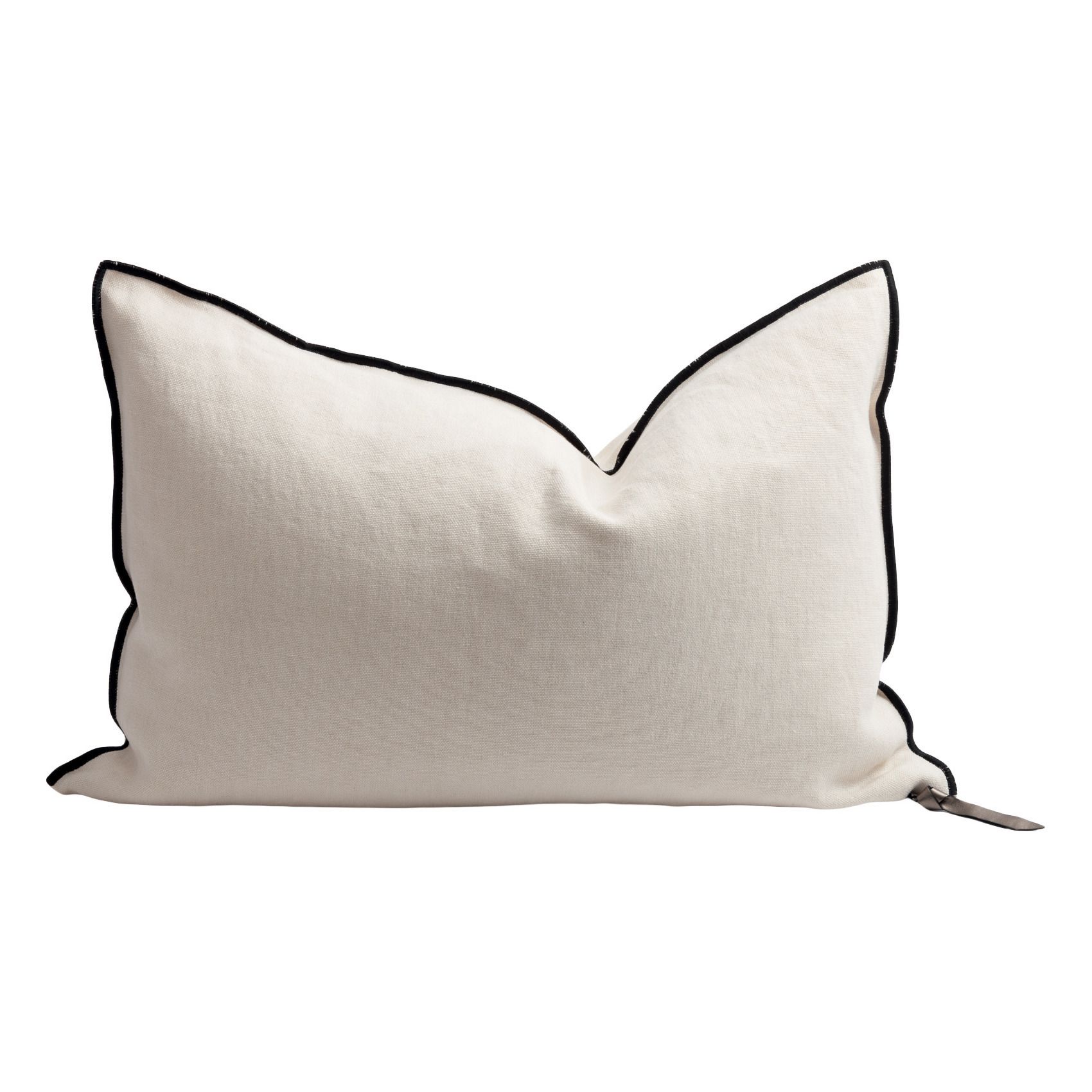 Maison de vacances - Coussin Vice Versa Black Line en lin stone washed - FiorediLatte