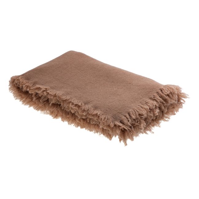 Fringed Wool Blanket Terracotta