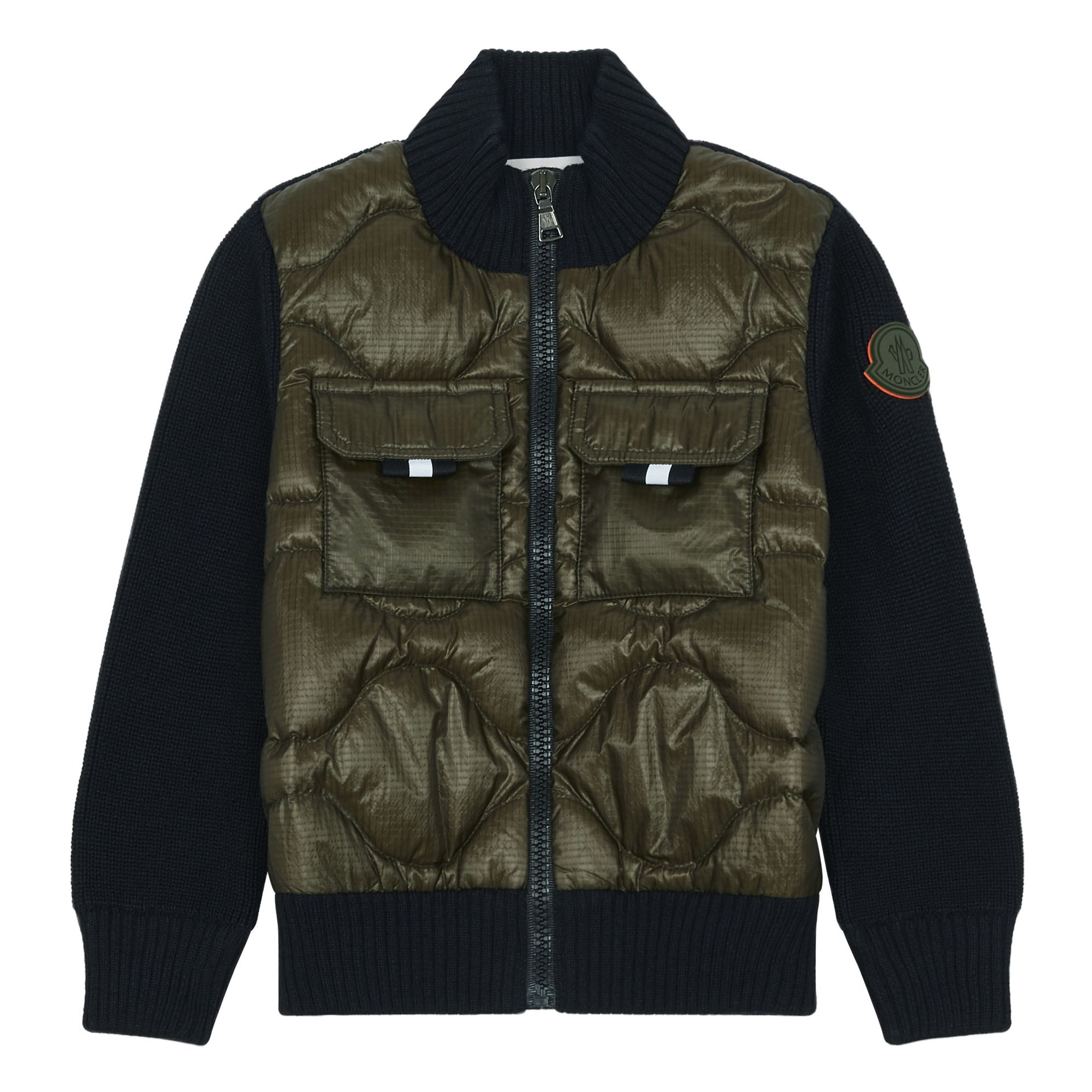 Moncler - Cardigan Bi-matière Laine - Fille - Noir