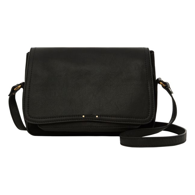 Tano Leather Shoulder Bag  Black