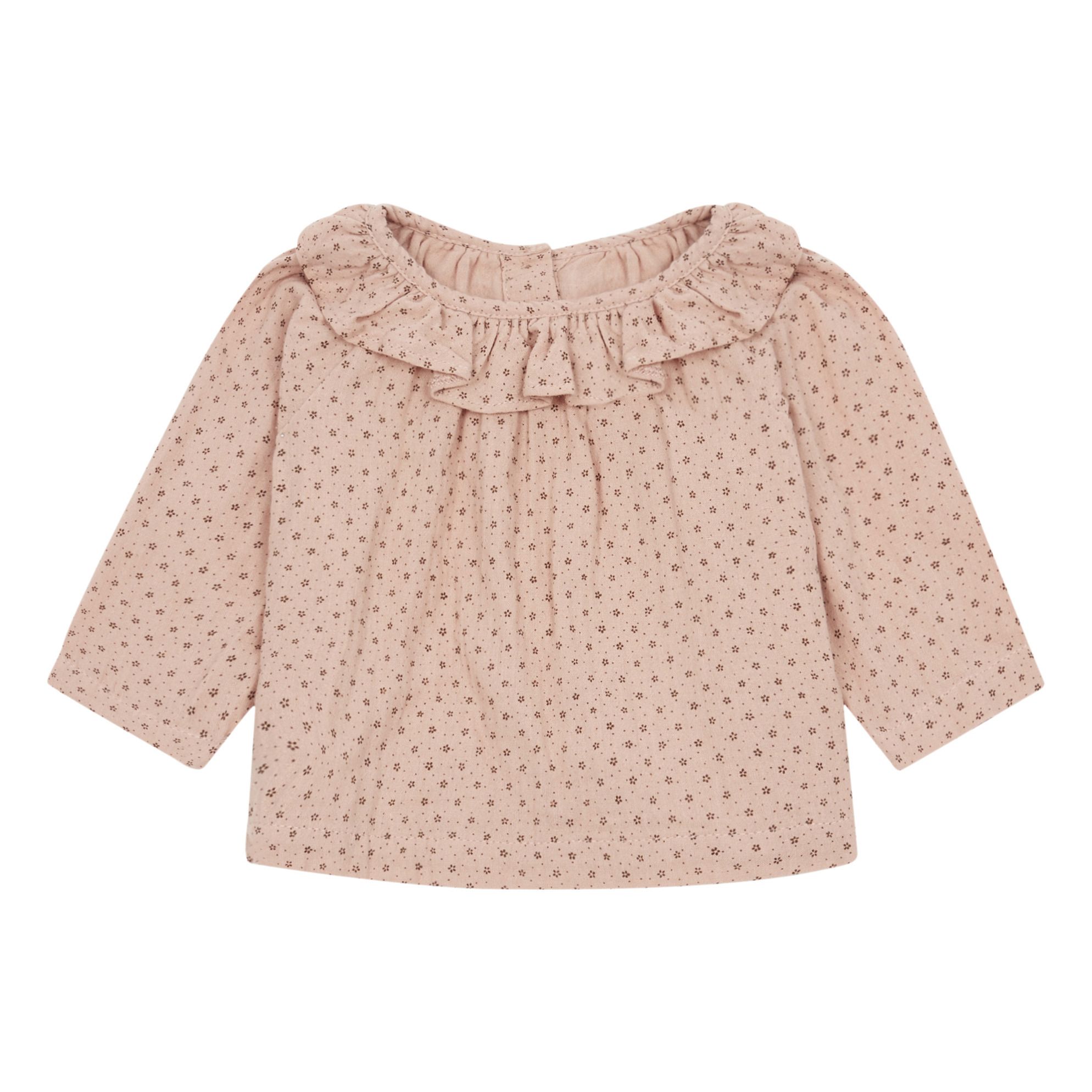 Charme Double Organic Cotton Muslin Blouse Dusty Pink Poudre