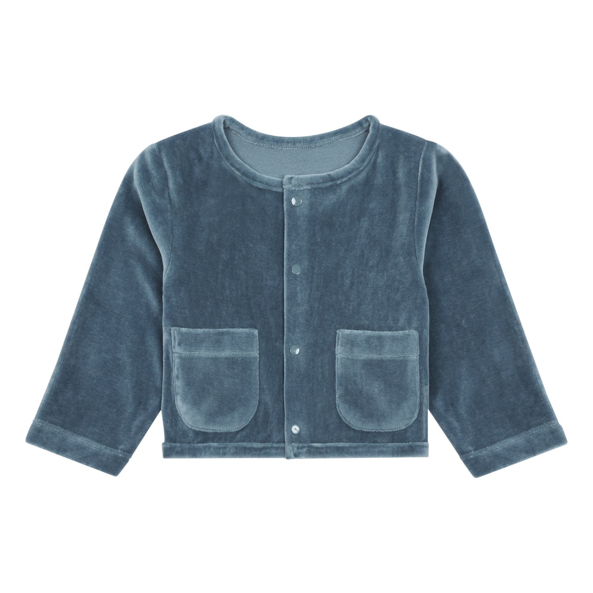 blue velvet cardigan