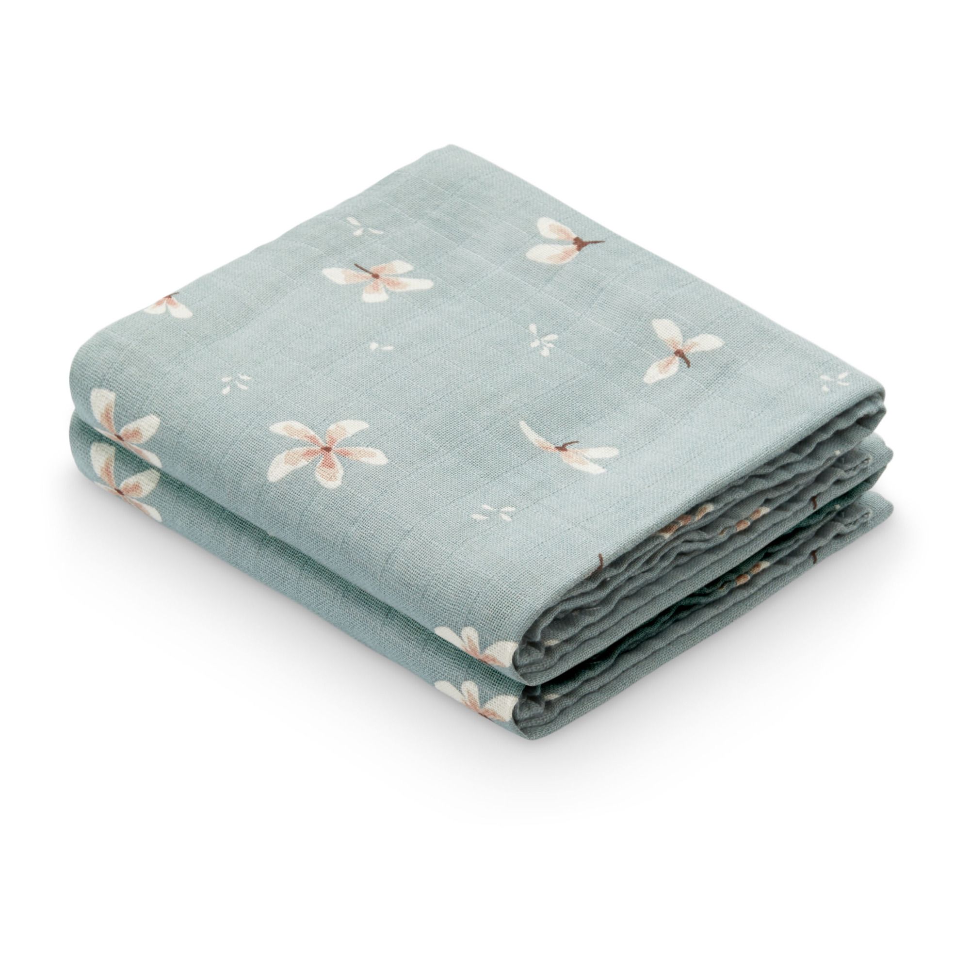 Windflower Organic Cotton Muslin Swaddling Cloth Set of 2 Blue