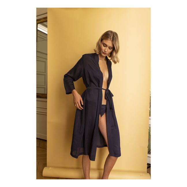 Cotton and Silk Kimono | Midnight blue