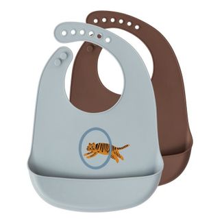 Oyoy Tiger Silicone Bibs - Set of 2-listing