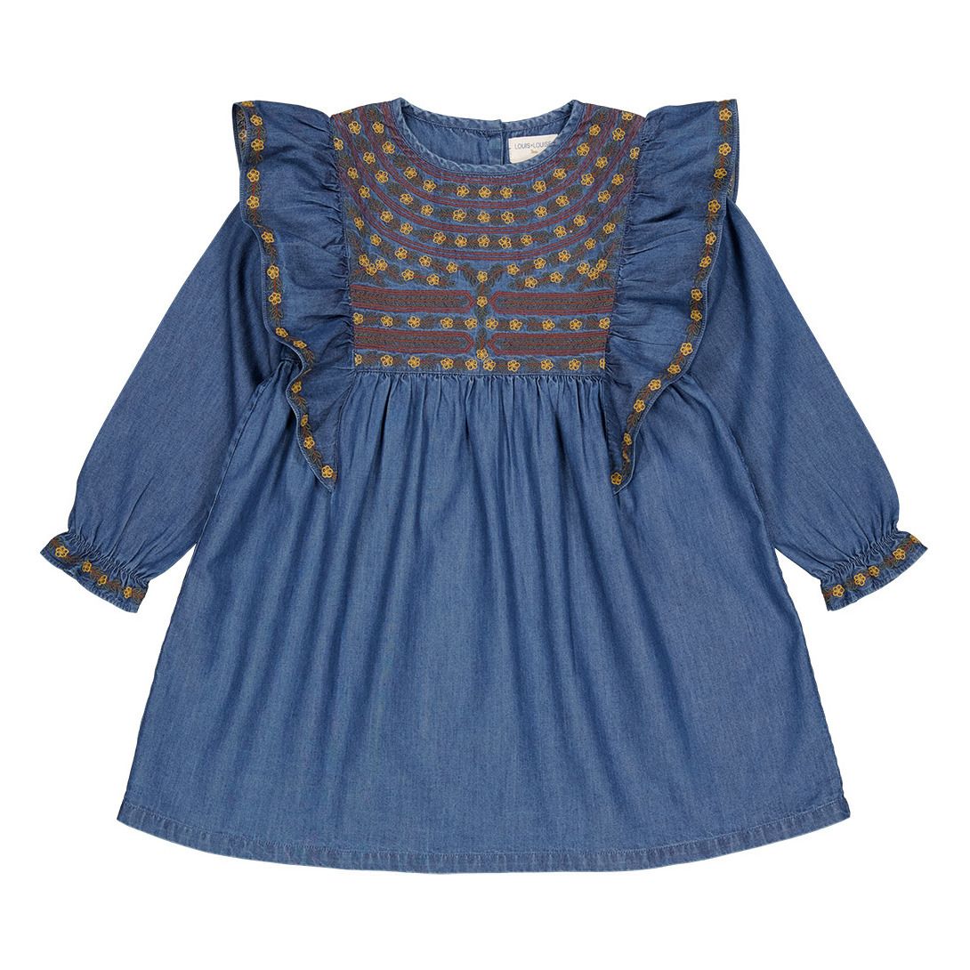 Louis Louise - Robe Chambray Amiel - Fille - Bleu jean