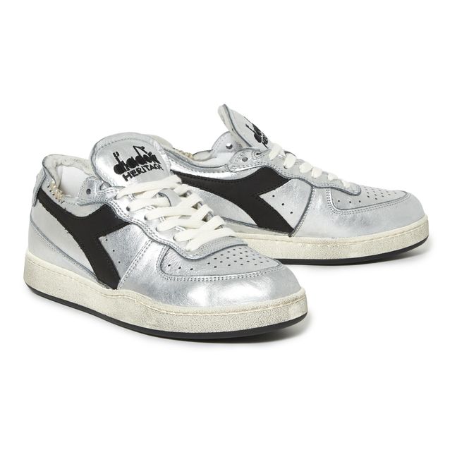 Sneakers Row Cut Silver Used Argento