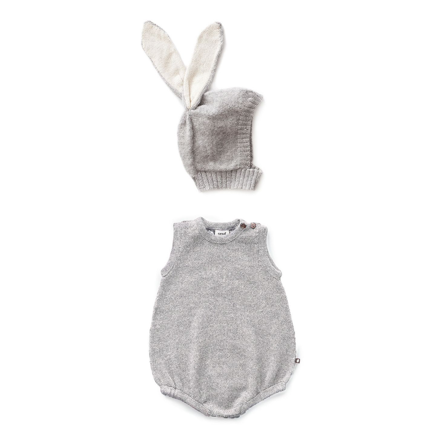 Baby Alpaca Bunny Romper | Grey- Product image n°0