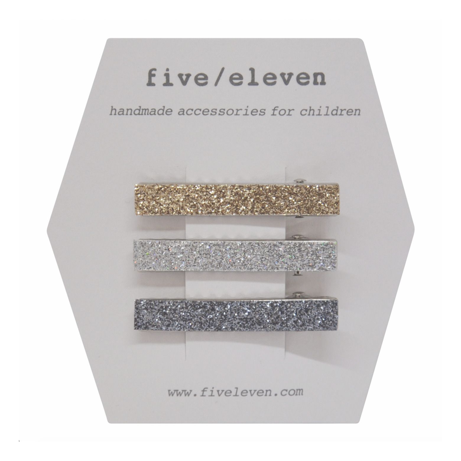 Five / Eleven - Set 3 Barrettes Clips Glitter - Fille - Argenté