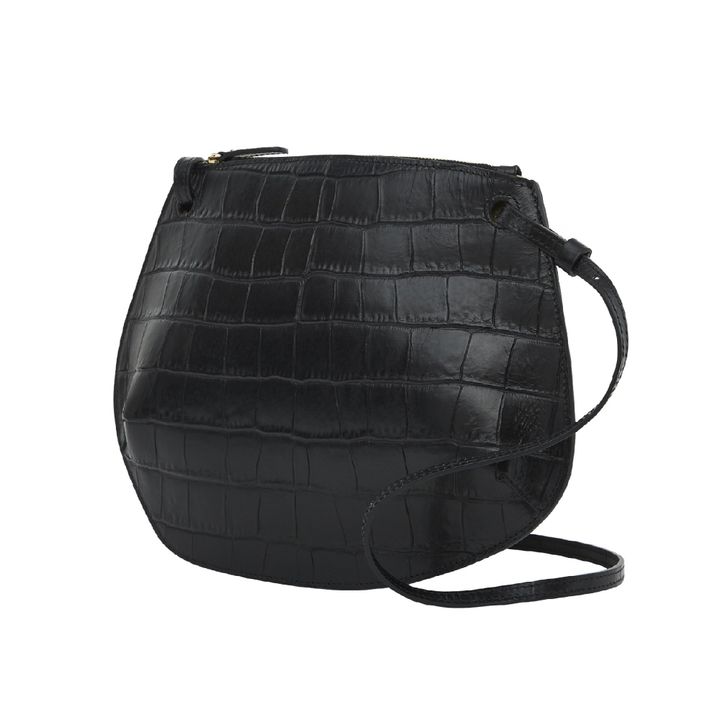 Little Liffner - Pebble Croc-print Crossbody Bag - Black